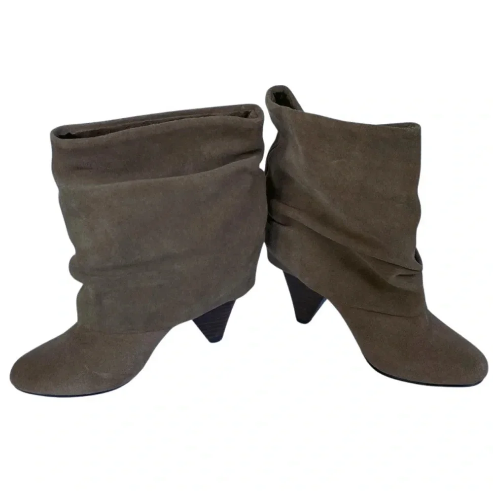 Steve Madden, Carlsen, Slouch Cuffed Suede Ankle‎ Bootie, Brown, Tan